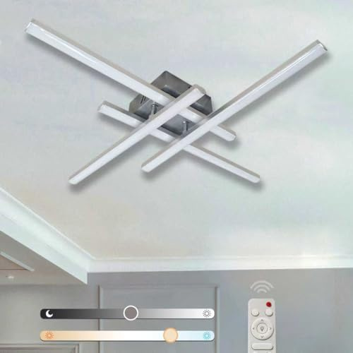 Sweier LED Deckenleuchte, 28W 2800LM Dimmbar Modern Deckenlampe, Silber Deckenleuchte Speicherfunktion Geeignet für Wohnzimmer, Schla fzimmer, Küchen und Flure