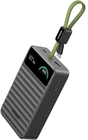 UGREEN Nexode Powerbank 20000mAh 55W, CCC-Zertifiziert | 55W für Xiaomi-Geräte, 45W PD, integriertes USB-C-Kabel + USB-C- & USB-A-Port, für Pendeln, Büro, Reisen