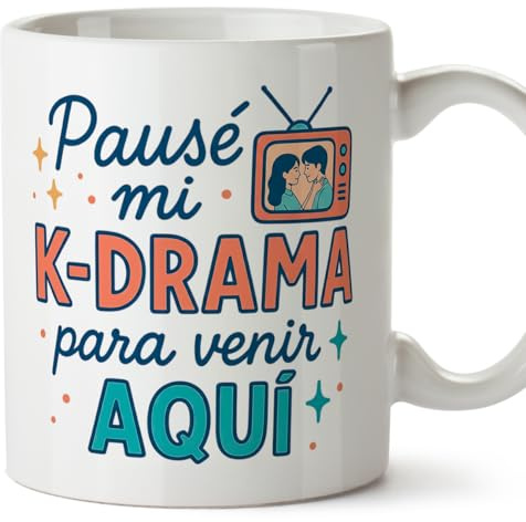 MUGFFINS Kpop Kdrama Mug with Phrase Pausé mi K-Drama para venir aquí in Spanish | Gift idea Korea Fan | 330 Ml 11 oz | Microwave Dishwasher Safe | corea v1