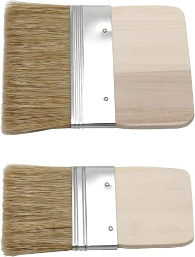Paddle-Flächenpinsel-Set: 75mm & 100 mm breit, Echthaarpinsel mit Schweineborsten, Flachpinsel aus Holzgriff für Aquarell, Gouache, Acryl, Ölmalerei, für Leinwand und grundierte Oberflächen