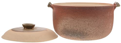 NUOBESTY Cocotte en Terre Cuite 2,5l avec Poignée, Marmite Maison Traditionnelle pour Mijoter et Cuire Soupes, Casserole Argile Résistante la Chaleur Cuisine Familiale et Cuisson Lente