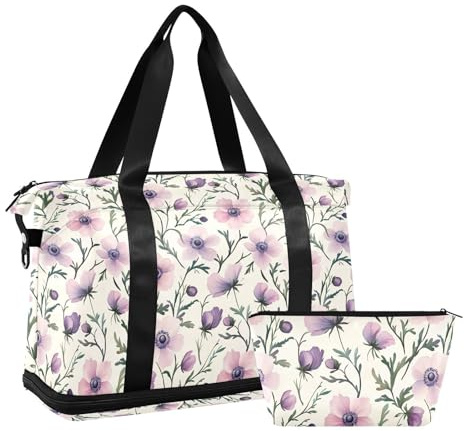 2-teiliges Set Turnbeutel Israel Anemone Coronaria Beauty Flowers Übernachtungstasche mit verstellbarem Riemen für Yoga