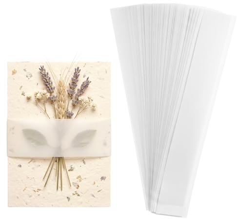 Pergaminhüllen für Einladungen, 100 Stück Transparentpapier Einladung | Pergamentpapier Bauchbänder Briefumschläge Hochzeit für 12,7x17,8 cm Groß Einladungen Umschläge Papierliner Geschenkpapier