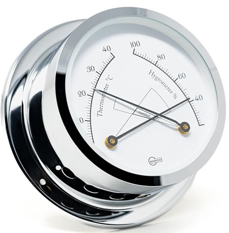 BARIGO 1190CR STAR Thermo-Hygrometer, Glas, Messing-Gehäuse verchromt