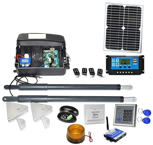 Motor para Portón Solar, actuador lineal eléctrico de entrada 12VDC, Motor 200kg, abridor puerta oscilante GSM automático, 2 llaveros(Kit 2)