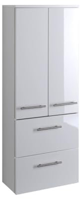 Held Möbel 231.2096 Parma Midischrank , 2 türig / 2 Auszüge / 2 Einlegeböden / 50 x 130 x 27 cm, Hochglanz-weiß