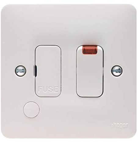 Hager 13A Switched Fused Connection Unit (FCU) with LED Indicator and Flex Outlet - Sollysta Range