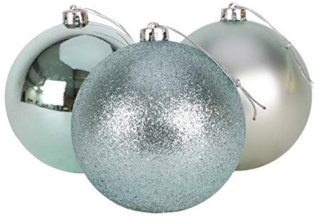 Christmas Concepts® 3-150mm (6) Extra Large Baubles - Shiny, Matte & Glitter Design - Christmas Decorations (Ice Blue)
