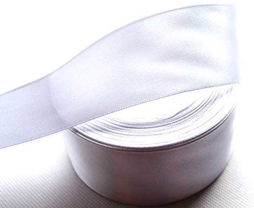 CaPiSo 22m Satinband 40mm Breite Schleifenband Geschenkband Dekoband Weihnachten Hochzeit (Weiss, 22m)