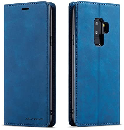 QLTYPRI Hülle für Samsung Galaxy S9, Premium Dünne Ledertasche Handyhülle mit Kartenfach Ständer Flip Schutzhülle Kompatibel mit Samsung Galaxy S9 - Blau