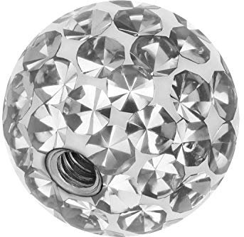 PIERCINGLINE Universelle Schraubkugel KRISTALLE + EPOXY Piercing Aufsätze Kugel Ersatz Kristallklar 4 x 1,6 mm