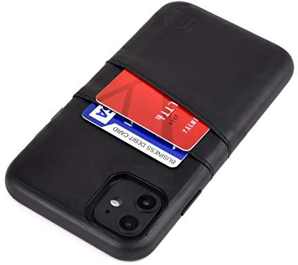 Dockem Wallet Case for iPhone 11: Built-in Metal Plate for Magnetic Mounting & 2 Credit Card Holders (6.1 Exec M2, Synthetic Leather, Black)
