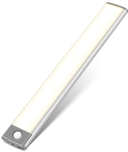 Bewegungsmelder Schrankleuchten, 60LED USB Wiederaufladbar Batterie Nachtlicht Schranklicht, Kleiderschrank Lampen Unterbauleiste Beleuchtung Küchenlampen, Schrankbeleuchtung Sensor Licht,3 Farben