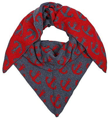 Zwillingsherz Dreieckstuch Stola Schal mit Kaschmir und Wolle für Damen Mädchen Jungen Kinder - Hochwertiges Cashmere Halstuch im Anker Print Muster Motiv - Multifunktionstuch für Sommer Herbst Winter