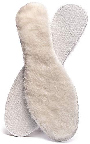 SULPO Winter-Einlagen - Echte Schafwoll-Einlagen für Winterschuhe - Extra dicke, 14,5-mm-Lammfell-Sohlen - Thermo-Schuheinlagen mit natürlicher Schafwolle & Polyesterboden - Größen: 36-46, 1 Paar