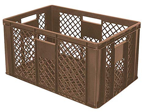 BRB 54 Stück Eurobehälter/Bäckerkiste durchbrochen, LxBxH 600x400x320 mm, PE-HD, lebensmittelecht, braun, Palettenware