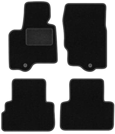 Velours-Fußmatten passend für Infiniti QX70 2008-2017, Schwarz, LUX | passend für SUV; Velours-Teppich (Polypropylen), ca. 6,5 mm; rutschfest, vormontierte Befestigungen (Typ NAP16)