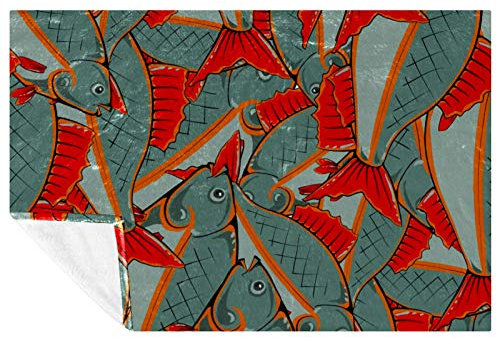 BestIdeas Decke mit roten Flossen und Schwanzen, weich, warm, gemütlich, Überwurf für Bett, Couch, Sofa, Picknick, Camping, Strand, 150 x 100 cm