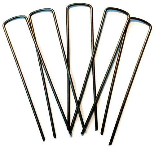 Metro Garden Artificial Grass Pegs U-Shaped Turf Pins with Bevelled Ends, Heavy Duty Galvanised Steel Garden Staples Securing Pegs(150 x 30 x 3mm) (20 Pack)
