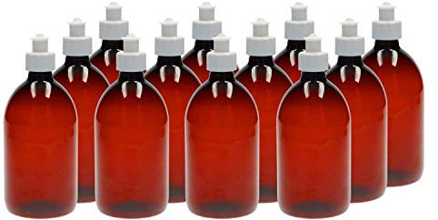 VENTON Set di 12 bottiglie vuote di plastica da riempire, 500 ml, bottiglie trasparenti in plastica con coperchio push-pull, contenitori da viaggio, bottiglie di ricarica, flaconi vuoti medi