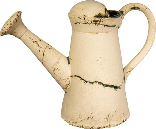 PLATINUX Steingut Deko Gießkanne Grün Gartendeko 36x16,5x26,5cm Handgemacht Steinoptik Keramikgießkanne Handmade Groß