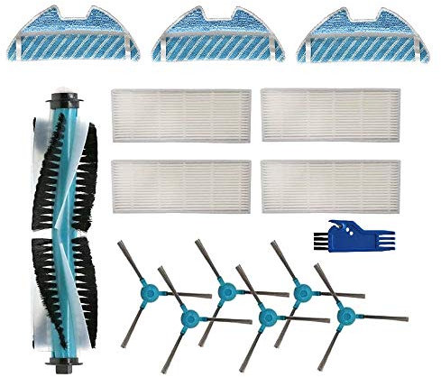 Huante Accesorio para Cecotec Conga 1490 Robot Aspirador Repuestos Paquete de 1 Cepillo Principal, 4 Filtros Hepa, 6 Cepillos Laterales, 3 Mop
