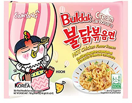 Samyang Buldak Cream Carbonara Hot Chiken Flavor Ramen Stir-Fired Noodle 140gm*1Pack (1 Stück) (importiert)