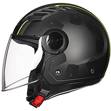 Jethelm Erwachsener Motorradhelm Rollerhelm Mit Visier Jethelm Herren & Damen Retro Vintage Pilot Biker Helmet Scooter Moped Mofa Offenes Jet Helm Stoßfester Helm ECE Zertifiziert,Matt black,4XL