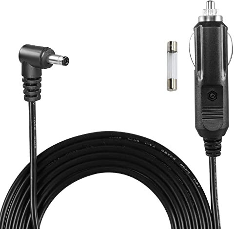 QIANRENON 90 Degree Angle 3.5mm x 1.35mm Car Recorder Charging Cable DC 35135 to Cigarette Lighter Power cords 12V-24V with 2A fuse, 2m/6.6ft