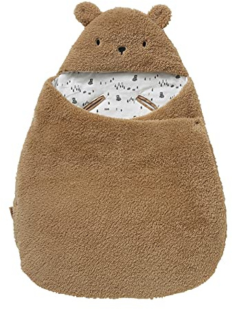 Vertbaudet 2-in-1 Baby Ausfahrsack/Wickelunterlage, Plüsch braun/bär grüner Wald ONE Size