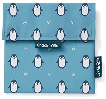 Roll'eat - Snack'n'Go Animals | Reusable Ecological Bread Bag for Children Without BPA, Penguin | Waterproof, Stain Resistant, Easy to Clean - Machine Washable, Snack'n'Go Animals