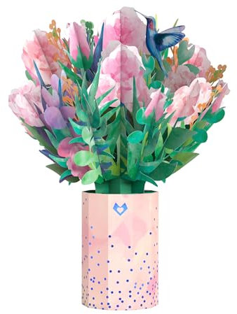 Lovepop® Aquarell einzigartiger Rosenstrauß 3D-Pop-Up-Blumenstrauß | zum Valentinstag, Geburtstag, Mutter-, Vater-, Jahres- oder Hochzeitstag | handgemacht, inklusive Grußkarte mit Umschlag