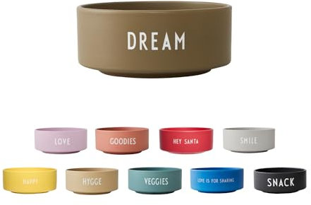 Design Letters Snack Schale Olive DREAM | Porzellan Snackschale mit Eingravierten Buchstaben | Salatschüssel, Müslischalen, Rührschüssel, Bowl | Geschenke für Frauen, Geschenke für Männer