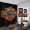 SLCSL 4-teiliges Harley Davidson Duschvorhang-Set für Badezimmer, rutschfest, WC-Vorleger + WC-Deckelbezug + Badematte + Duschvorhang (180cm×180cm,A 11)