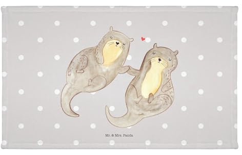 Mr. & Mrs. Panda 70 x 140 Handtuch Otter Hände halten - Geschenk, Saunatuch, Otter Seeotter See Otter, Fischotter, Strandtuch, Duschtuch, Kinder