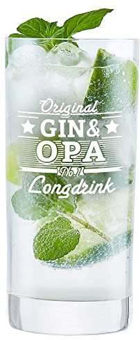 AMAVEL Longdrinkglas für Opa, Gin Glas mit Gravur, Trinkglas Geschenkidee, Geschenk für Großväter, Cocktailglas Küchenzubehör, Geburtstagsgeschenk für Männer, Großes Wasserglas 500ml