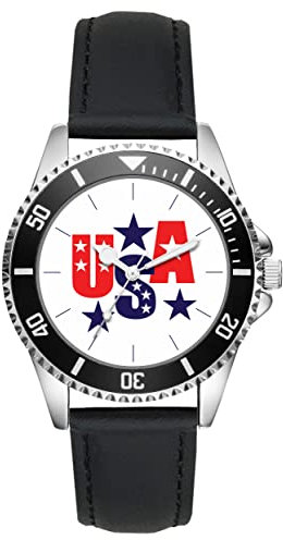 KIESENBERG Herrenuhr USA United States of America Fan Armbanduhr Geschenk Analog Quartz Lederarmband Uhr L-21266