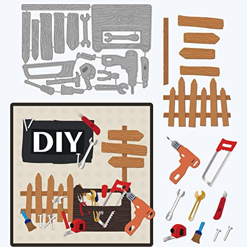 GLOBLELAND Werkzeugkästen Stanzformen Metallarbeitswerkzeuge Zaun Stanzschnitte Prägeschablonen Vorlage für die Kartenherstellung Dekoration für DIY Scrapbooking Album Handwerk