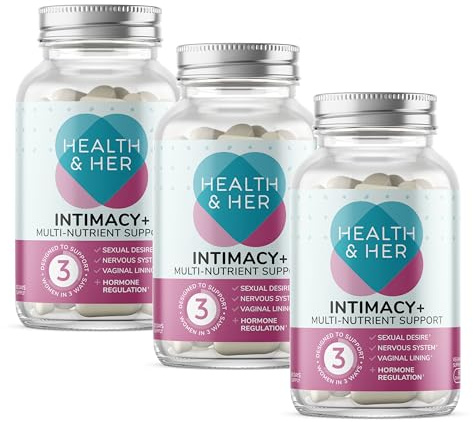 Health & Her Intimacy+ Desire Supplement for Women, Vegan, 90 Day Supply | Supplement for women with Maca Root, Tribulus Terrestris, Sea Buckthorn, L-Arginine & B vitamins; Gluten-free; 180 Tablets