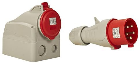 Legrand 555259 Prise saillie fixe P17 IP44 32A, 380V~ à 415V~, 3P+N+T & 555239 Fiche mobile droite P17 IP44 32A, 380V~ à 415V~, 3P+N+T