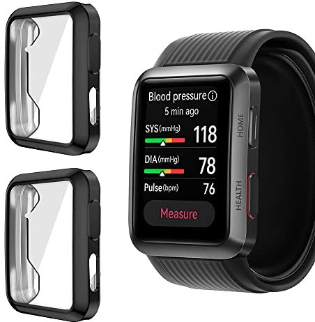 Niboow Funda [2-Piezas] para Huawei Watch D, con Protector de Pantalla, TPU antirrayas Protectora para Huawei Watch D - Negro + Negro