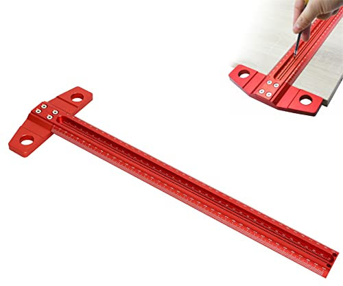 T-Typ-Quadrat-Lineal Rechtwinkliger Anreißer,CEIEVER T-Type Anreißwerkzeug Aluminiumlegierung Scriber Aluminium-Markierungslehre für Zimmermannsvermessung (400mm)