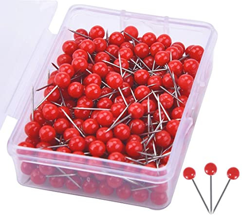 PINEPAN Weltkarte Pinnwand Kleine Rote Karte 1/8 Daumennadeln 200 Stück