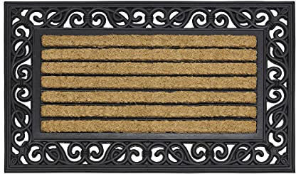 Trendi® Karina Heavy Duty Rubber Coir Door Mat/Brown/ 45x75 cm/Outdoor Door Mat/Non-Slip/Safety Mat (Rectangular)