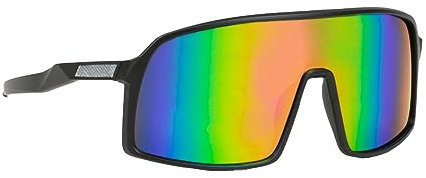 TITUS Vega Sonnenbrille für Damen und Herren in Mattschwarz Rainbow, verpiegelte schnelle Brille für Rave und Festival mit durchgängiger Linse