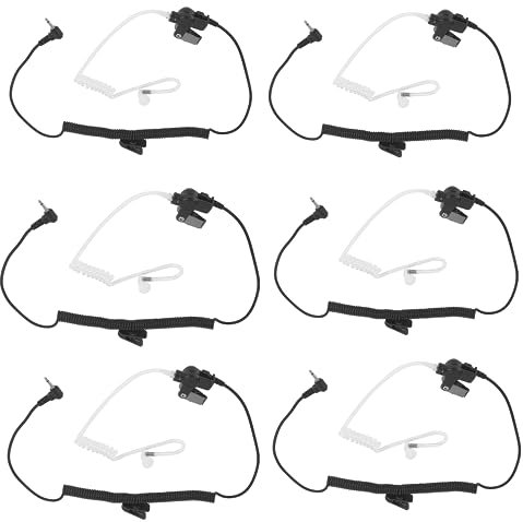 Pdflie 2,5 mm Stecker Ohrhörer 2,5 mm Headset nur Hörmuschel Überwachung Spiralkabel Empfänger für Harris Police Radio Revers Mic xg XL 200 (schwarz, 6 Stück)
