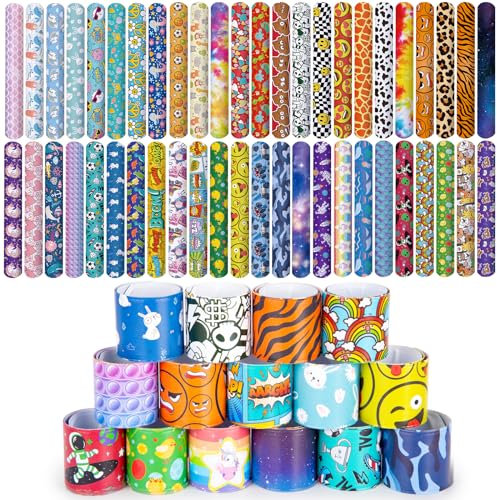 Koogel 96 Stück Schnapparmband Kinder, Klatscharmband Slap Armband Slap Band Schnapparmband Bunte Slap Armbänder Slap Bracelet