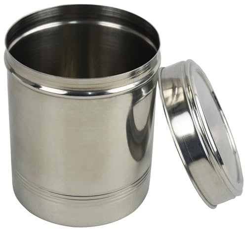 Sterling Ventures Clear Canister Stainless Steel Storage Jar Mirror Polished with Clear Lid Kitchen Dabba Box Jar Multipurpose Food Storage Sealed Portable Airtight Coffee Container (12.5cm/ 800ml)