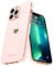 Teageo for iPhone 13 Pro Max Case Cute Heart Pattern for Women Girls Slim Luxury Bling Plating Soft TPU Anti-Scratch Shockproof Bumper Phone Case for iPhone 13 Pro Max, Light Pink