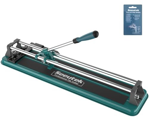 Seeutek Manual Tile Cutter, 14 inch Professional Porcelain Ceramic Tile Cutter, Double Rails Design Tile Cutter Tool, with Tungsten Carbide Cutting Wheel
